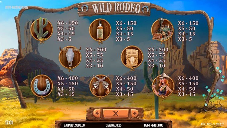 Оформление игрового автомата Wild Rodeo